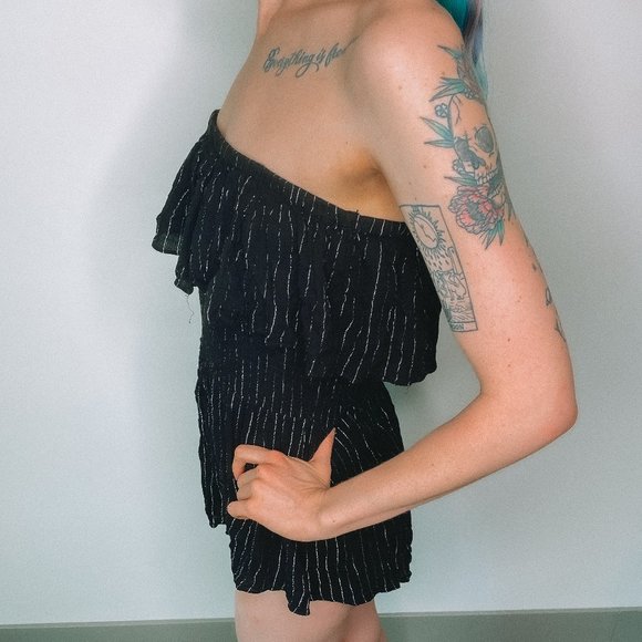 Mustard Seed Black and Silver Romper - Picture 3 of 5